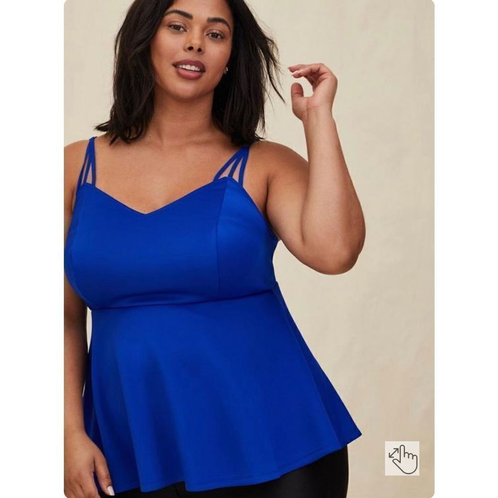 Torrid scuba strappy L peplum electric blue babydoll top
